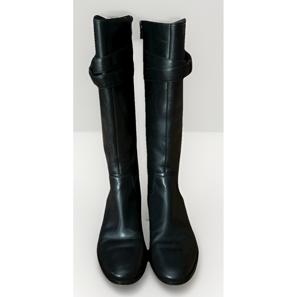 Coach Elegant Black Leather Lace-Up Boots